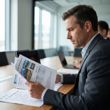 Commercial finance consultant reviewing bridge loan documents