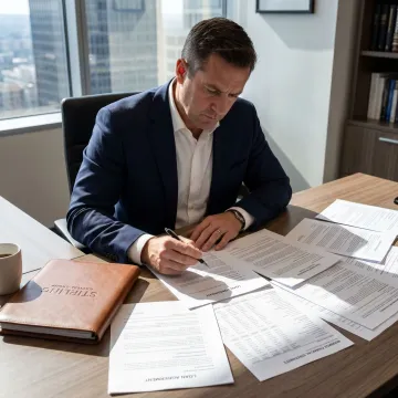 Consultant reviewing asset-based loan documents