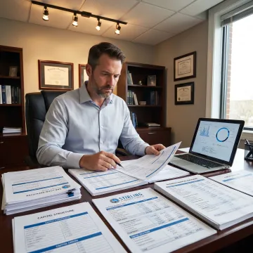 Loan specialist reviewing SBA financing documents