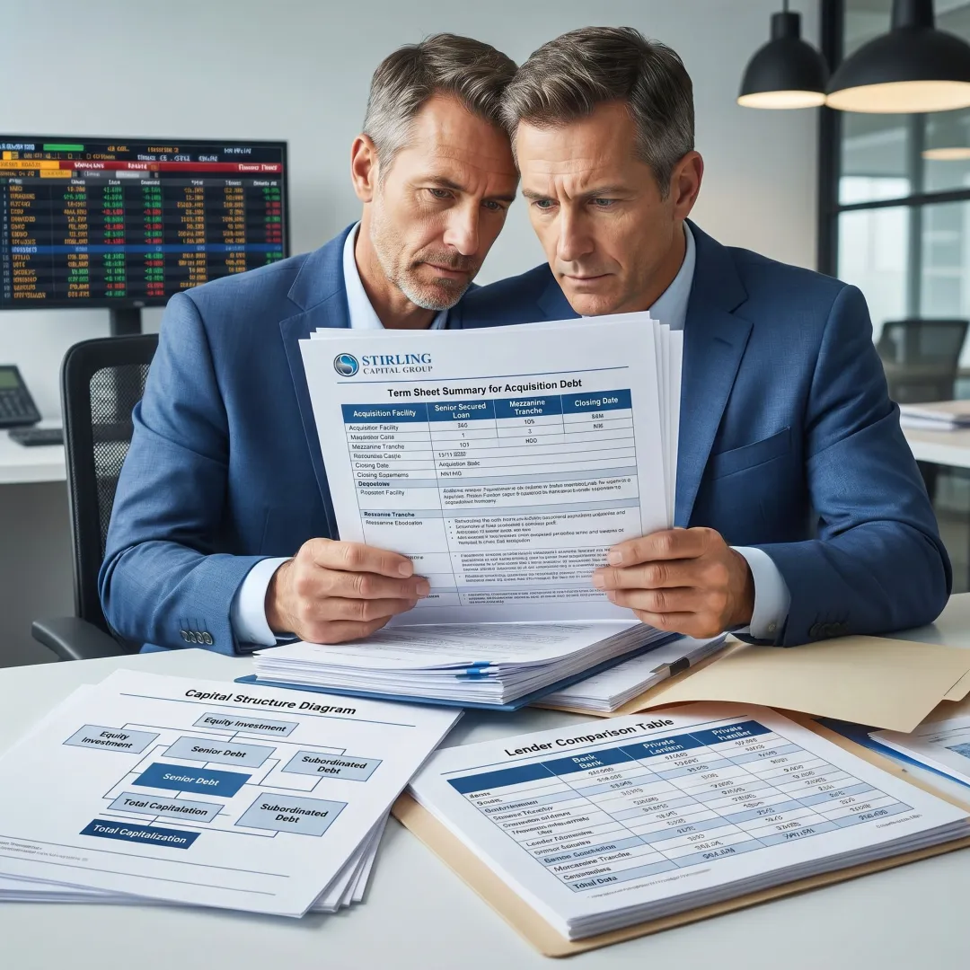 Finance advisor reviewing transaction documents