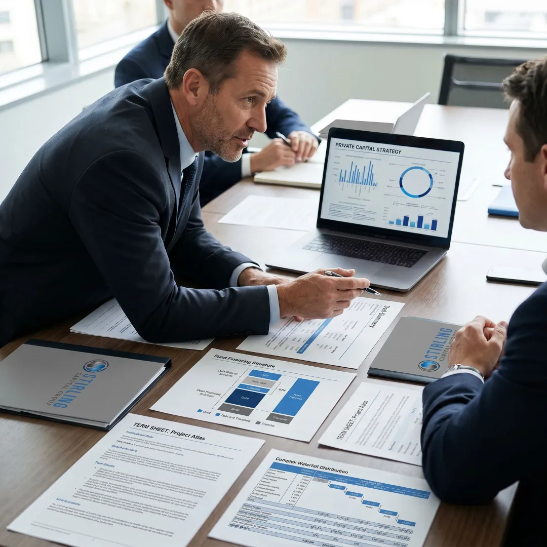 Fund finance advisor consulting with business clients