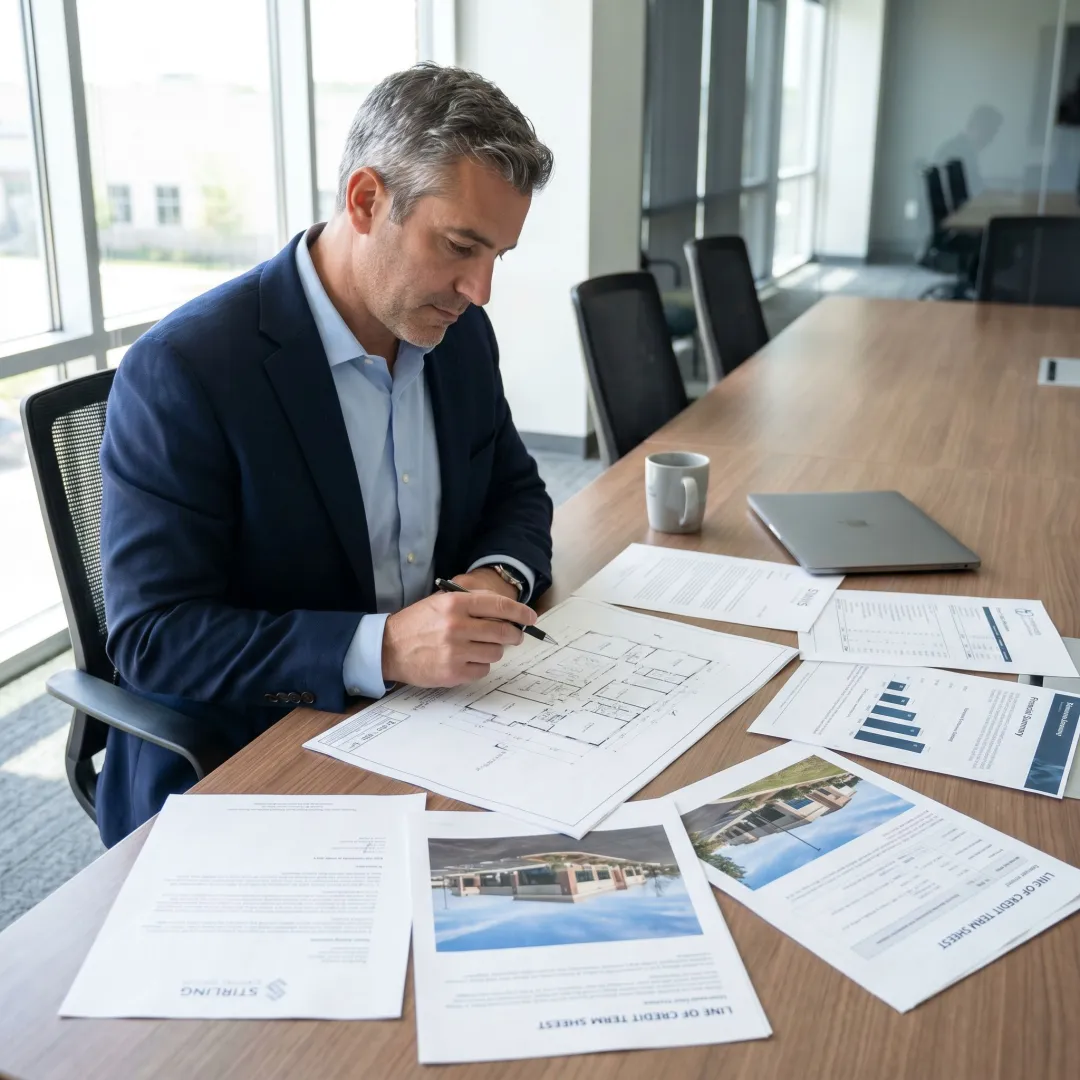 Real estate investor reviewing line of credit options