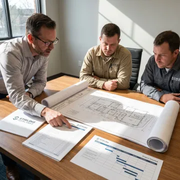 Finance consultant reviewing construction loan documents