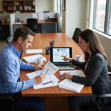 Business owner reviewing SBA loan documents