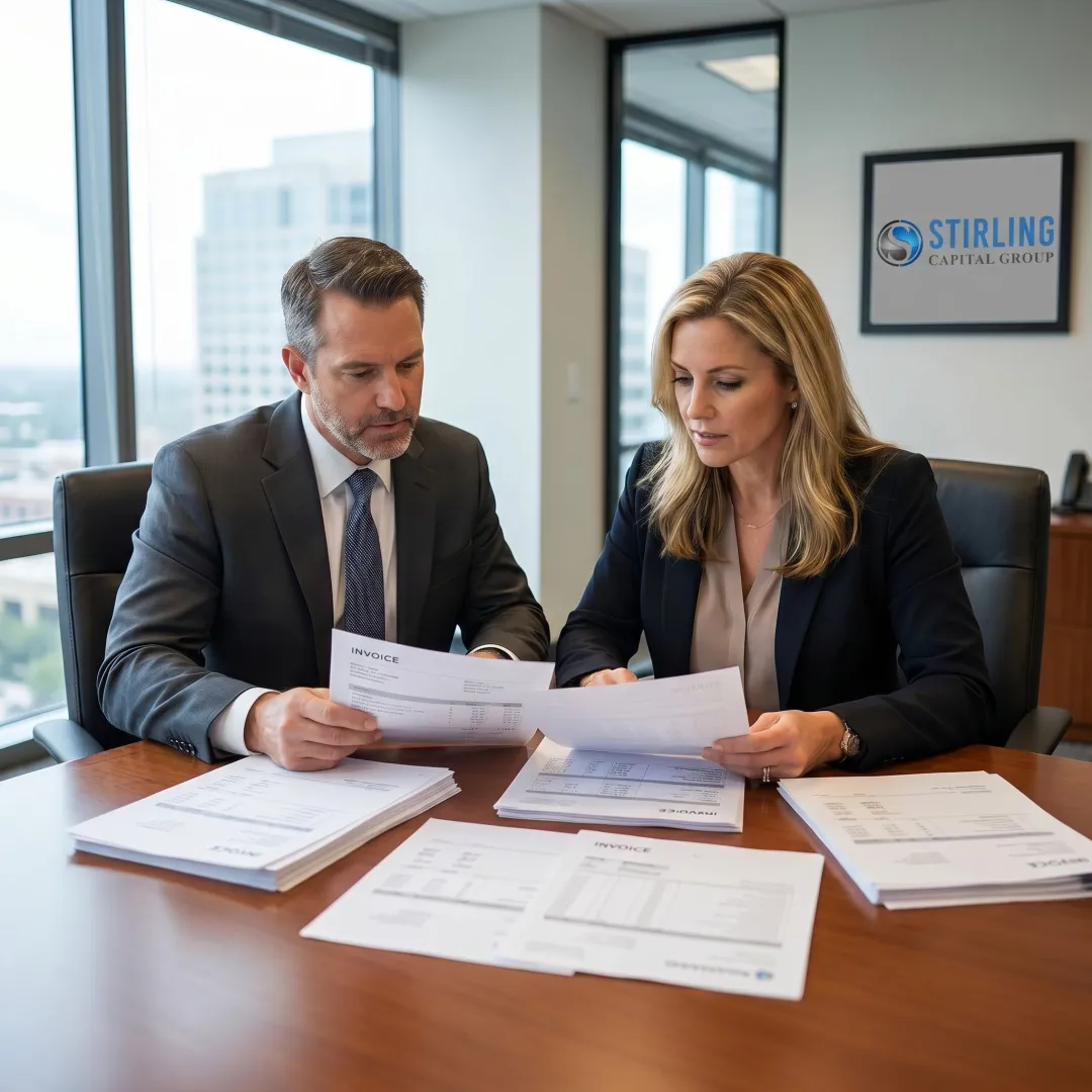 Houston business owner reviewing invoices