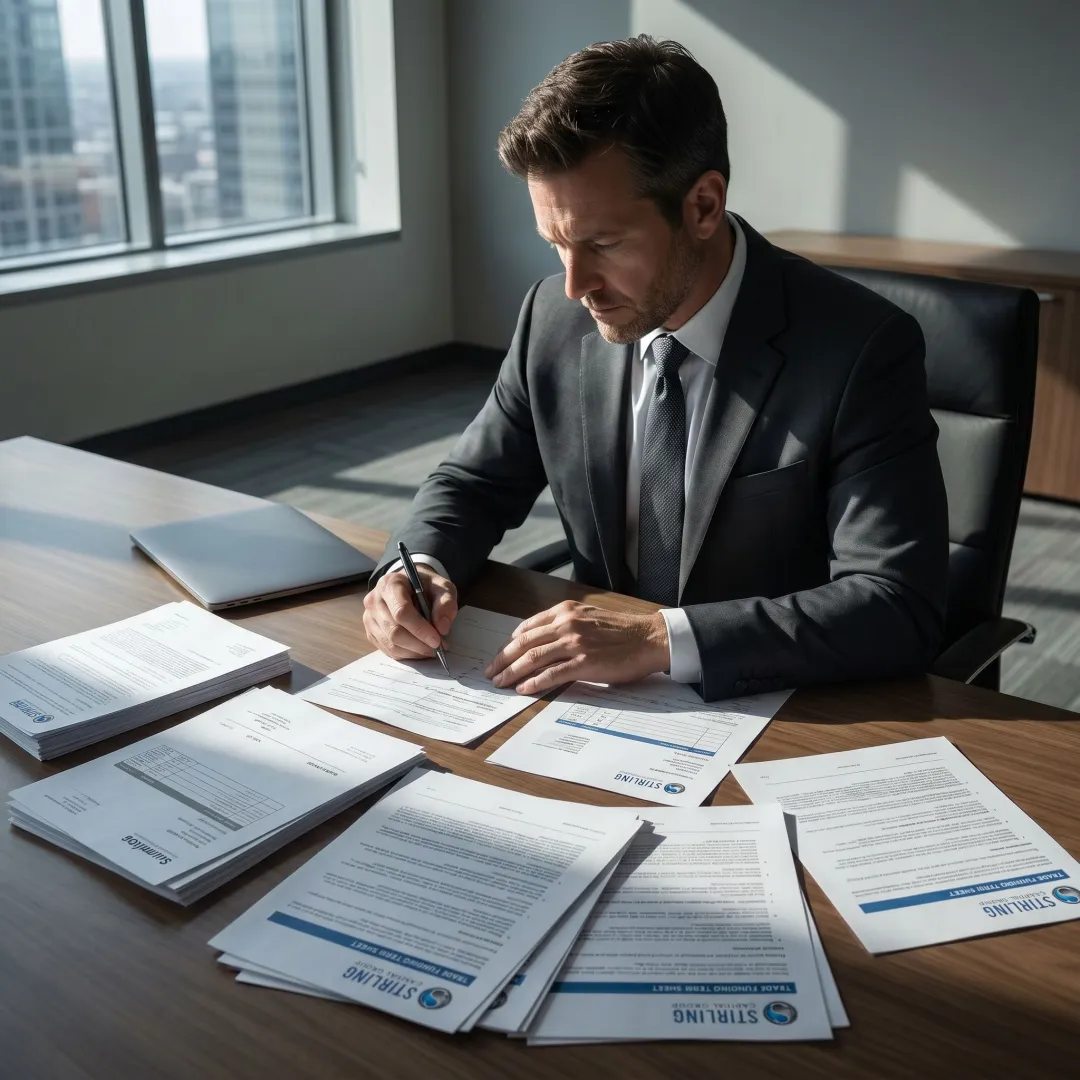 Finance consultant reviewing trade finance documents