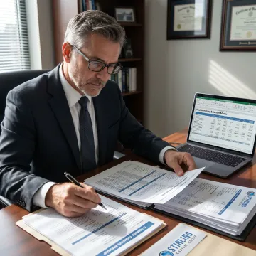 Financing consultant reviewing loan eligibility documents
