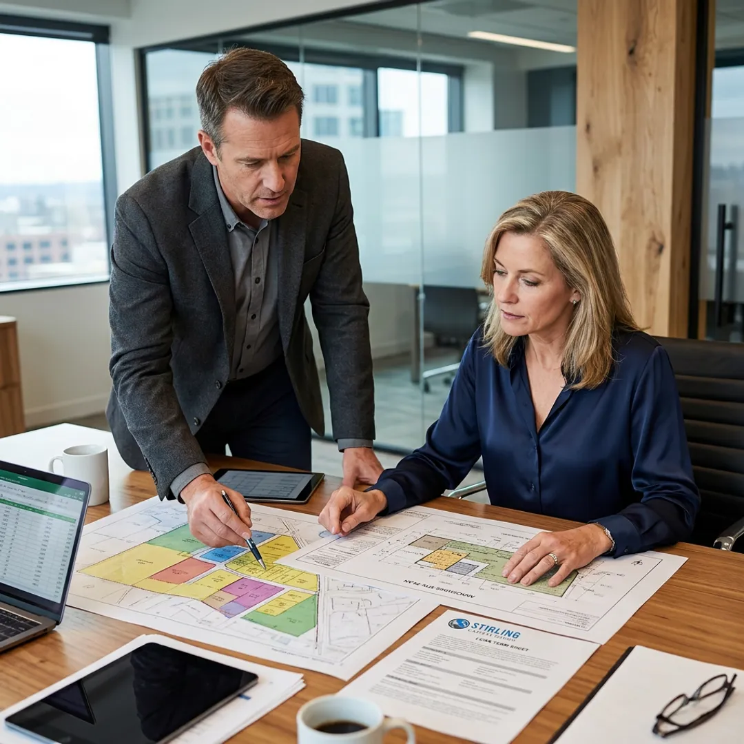 Advisor reviewing land financing documents
