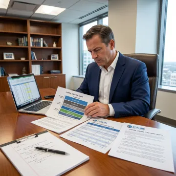 Finance advisor reviewing venture fund documents