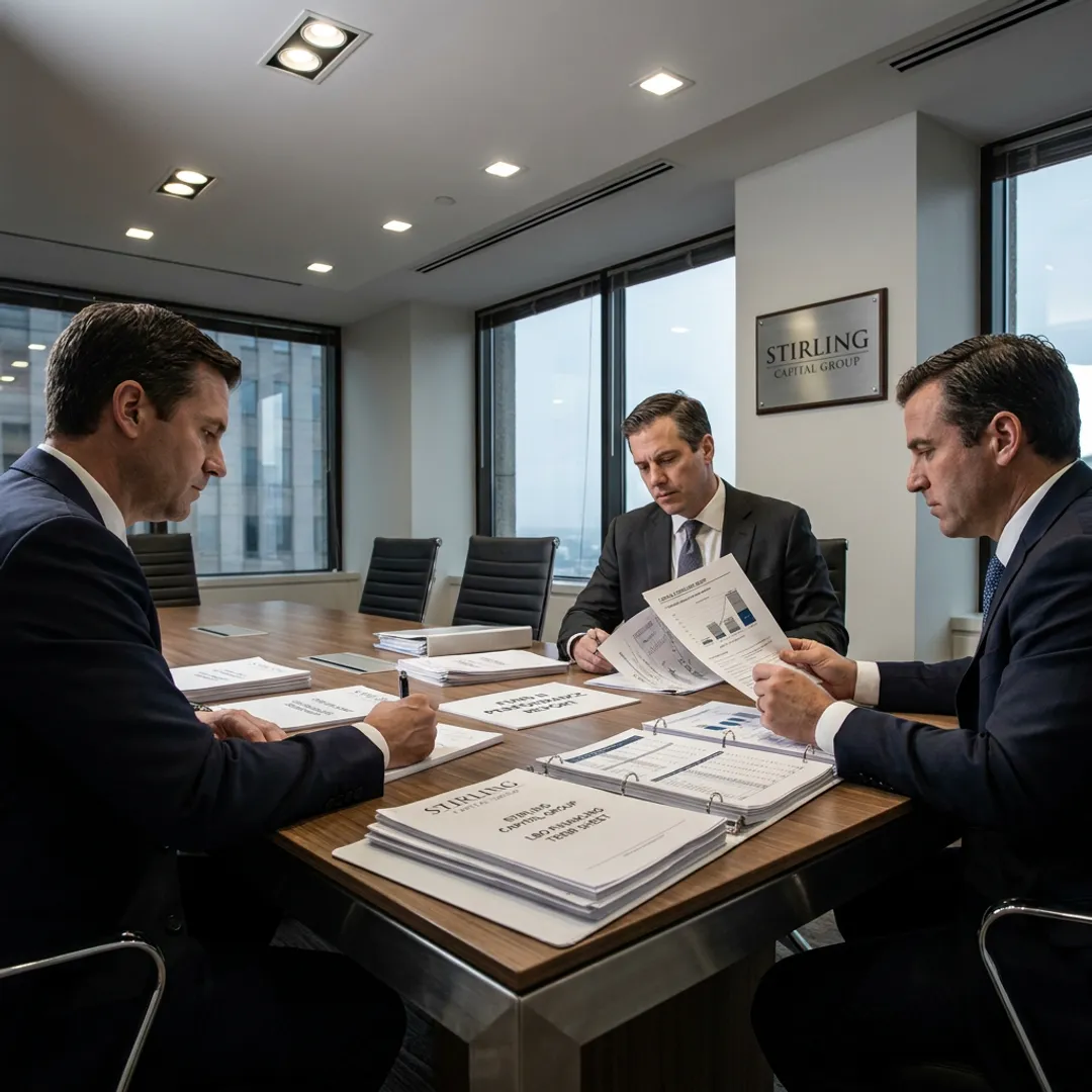 Private equity fund managers discussing financing