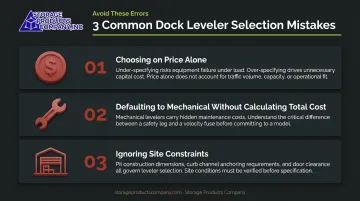 Three common dock leveler selection mistakes and how to avoid them infographic