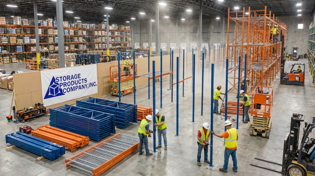 Pallet rack major overhaul disassembly and reinstallation project in warehouse facility