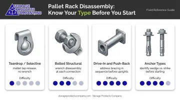 Four pallet rack types disassembly connection method comparison chart