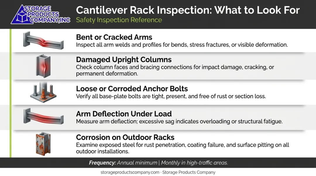 Cantilever rack inspection checklist five damage indicators visual reference guide