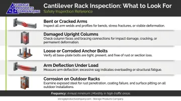 Cantilever rack inspection checklist five damage indicators visual reference guide