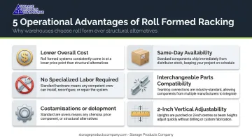 Five key operational advantages of roll formed pallet racking systems visual summary