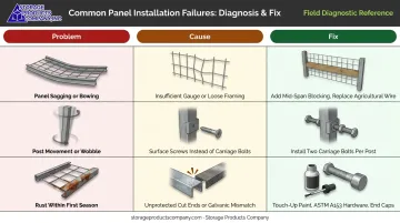 Three common wire mesh railing problems causes and fixes diagnostic infographic
