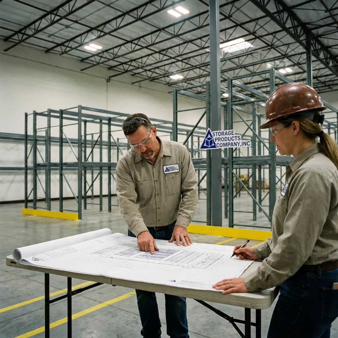 Team reviewing modular building layout plans