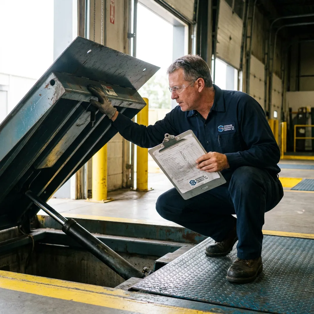 Dock leveler maintenance checklist in warehouse