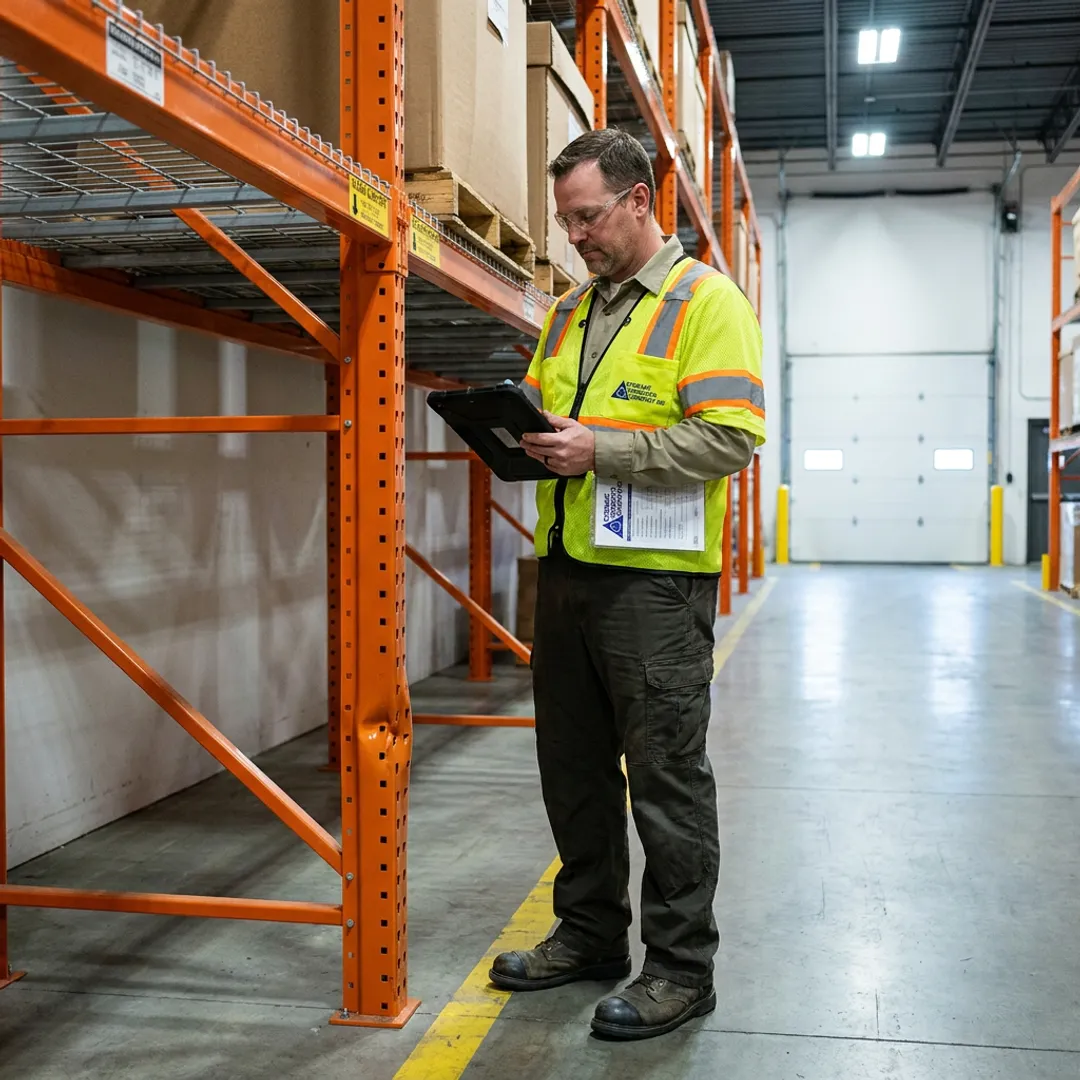 Warehouse racking inspection process with documented findings