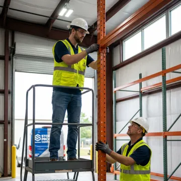 Pallet racking installation in a warehouse
