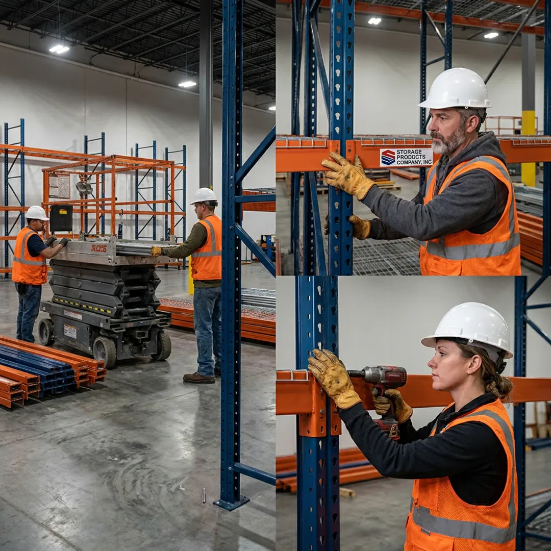 Pallet racking installation in a warehouse
