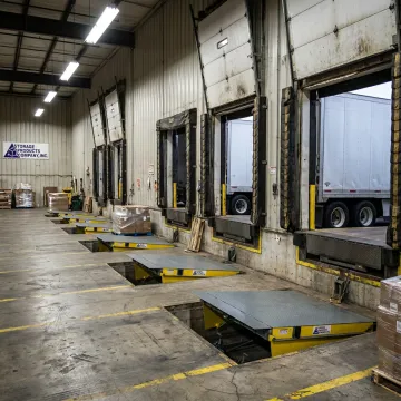 Loading dock equipment at a warehouse