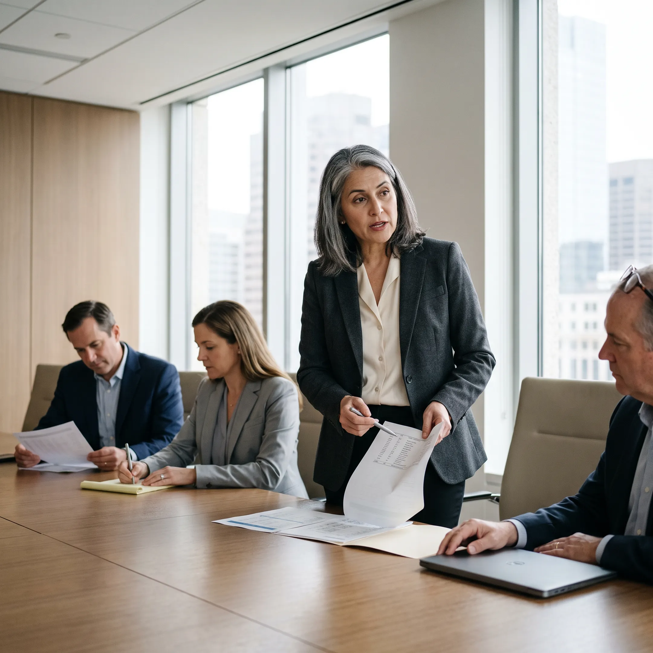 Fractional CFO presenting financial strategy to company executives