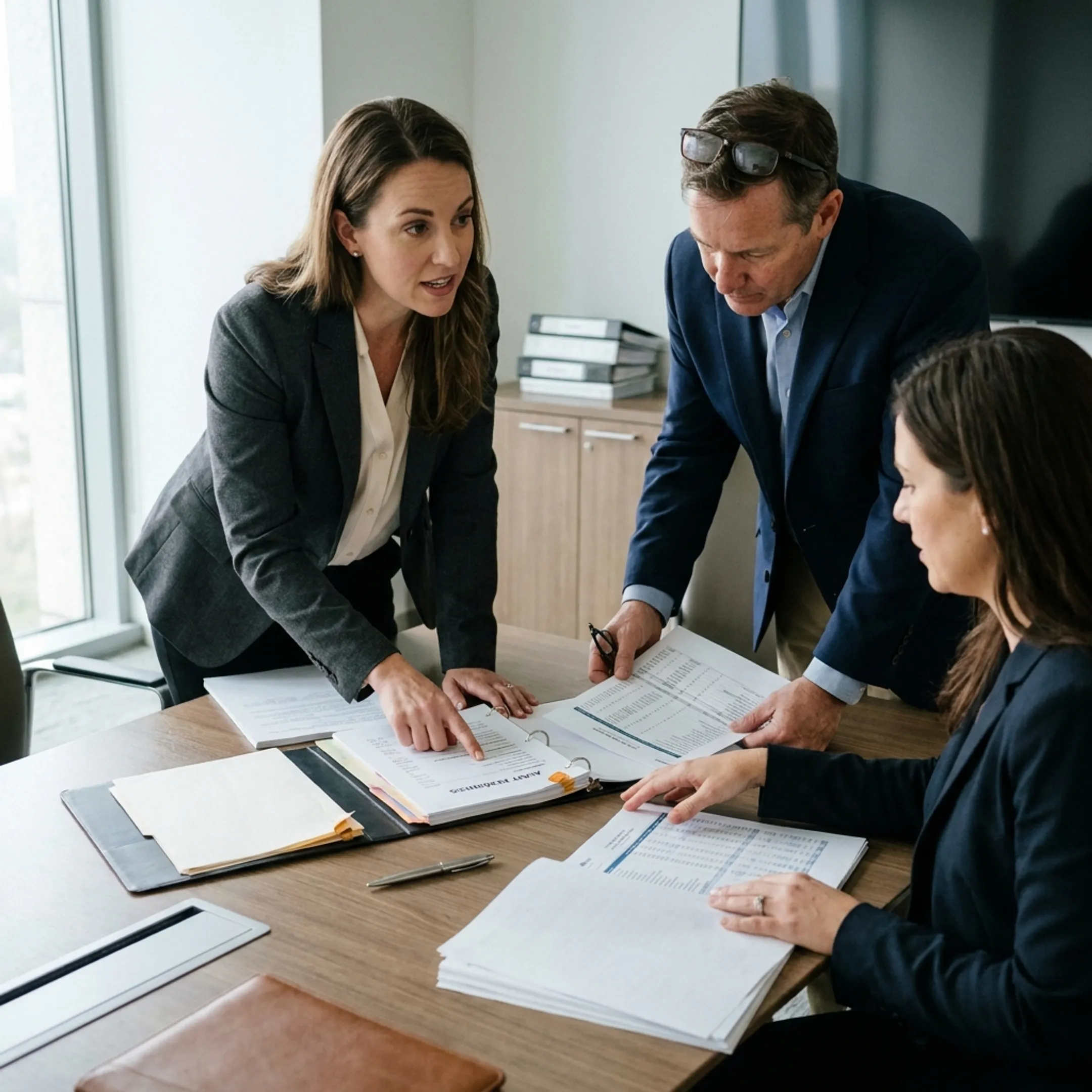 Advisors analyzing financial controls and audit readiness materials