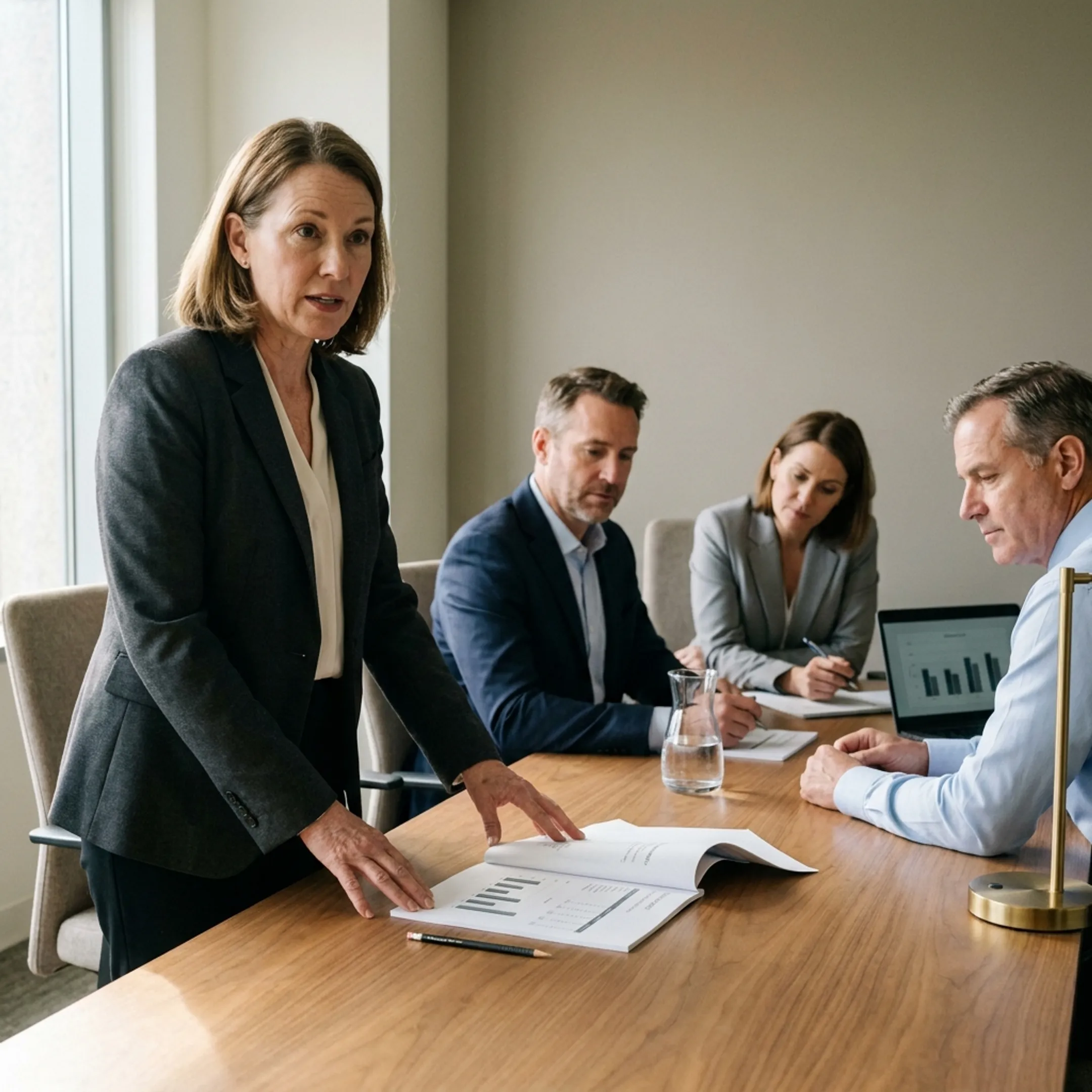 Accounting expert presenting financial analysis to company executives