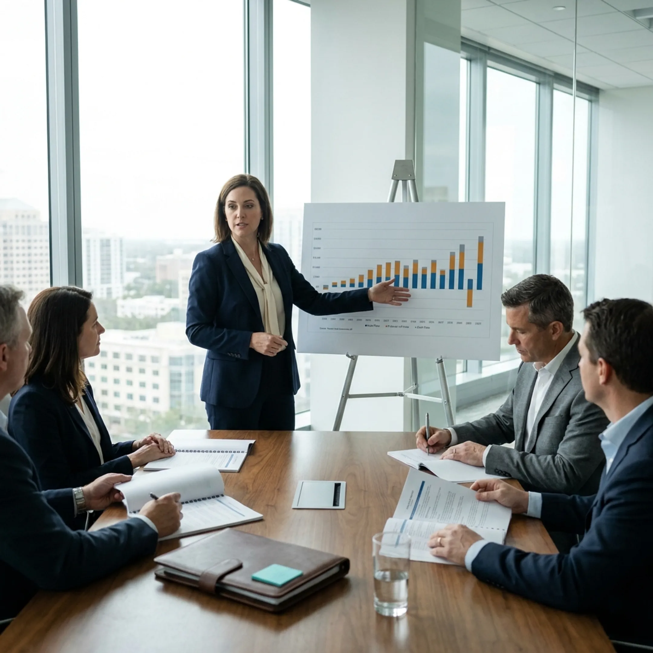 Fractional CFO presenting financial strategy to Tampa business executives