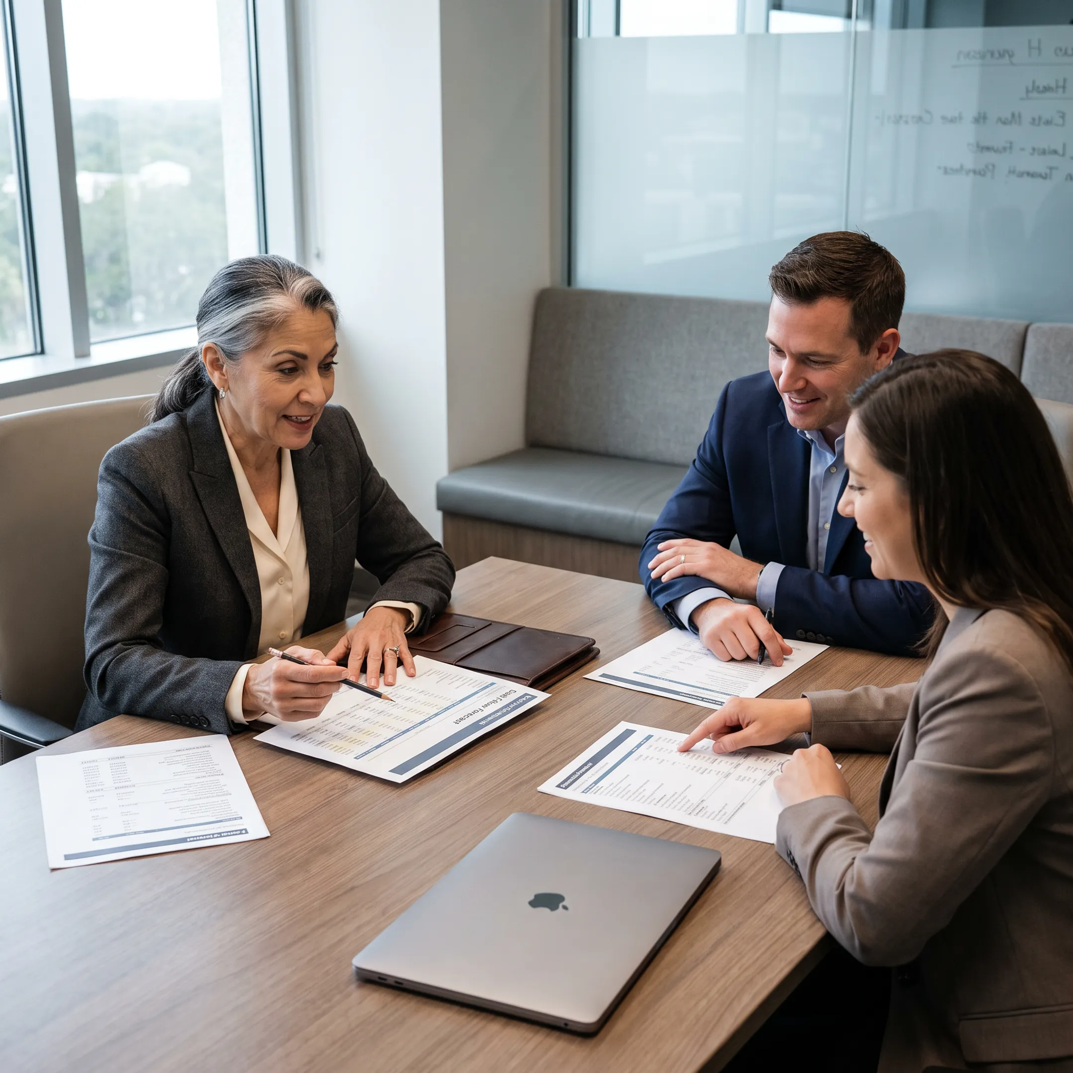 Fractional CFO reviewing financial reports with Tampa business leaders