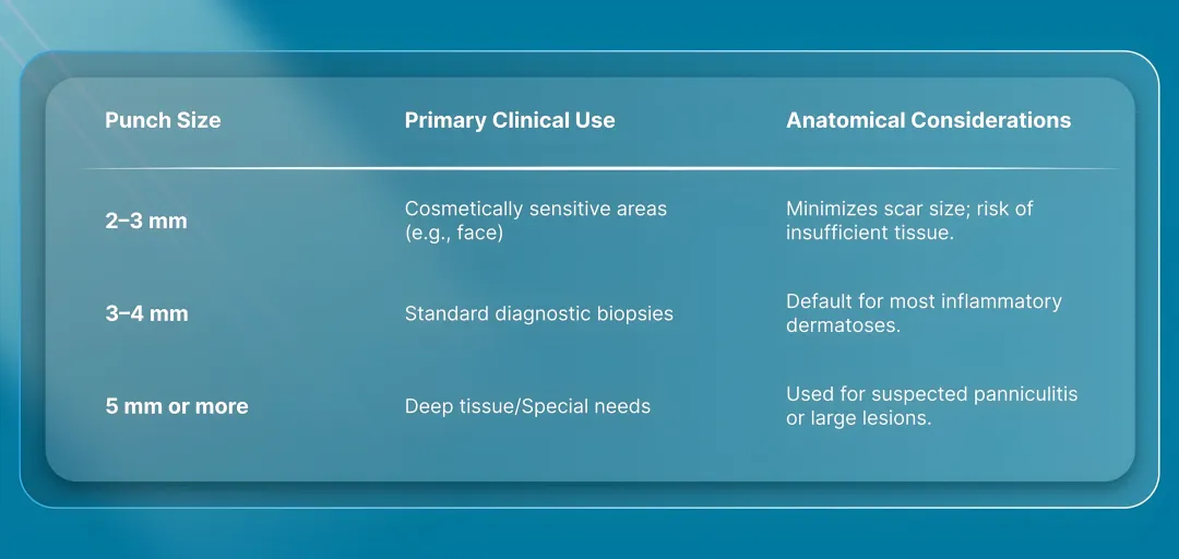 Punch Size Selection Based on Clinical Indication