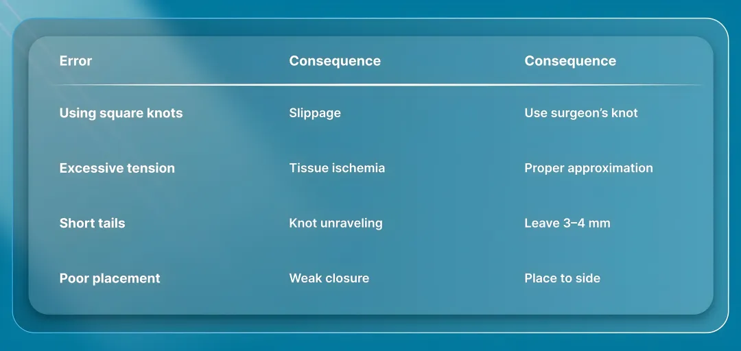 Knotting Errors and Solutions