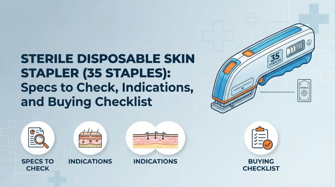 Cover image for Sterile Disposable Skin Stapler (35 Staples): Specs to Check, Indications, and Buying Checklist