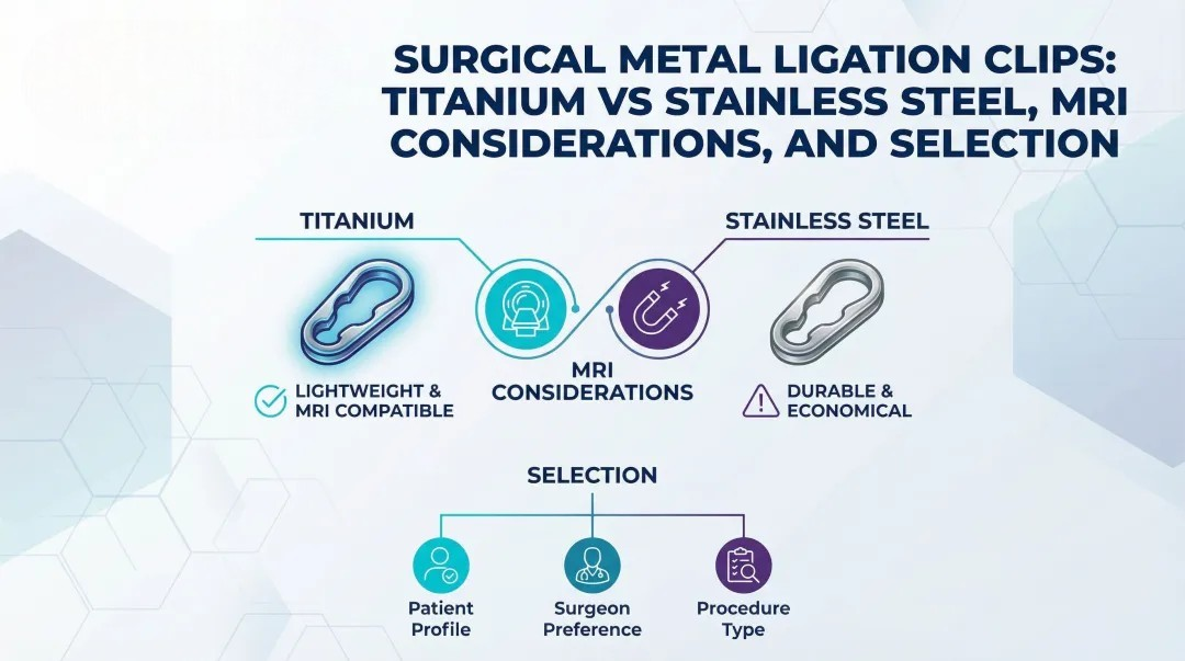 Cover image for Surgical Metal Ligation Clips: Titanium vs Stainless Steel, MRI Considerations, and Selection