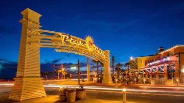 Panama City Beach nightlife and entertainment venues along Front Beach Road at night