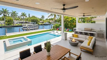 Sun Haven Collection Fort Lauderdale private vacation home canal dock and outdoor living area