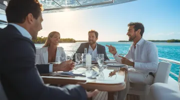 Executive group on private boat charter in Florida coastal waterway