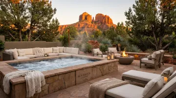 Sun Haven Collection Sedona vacation rental with private hot tub and patio view