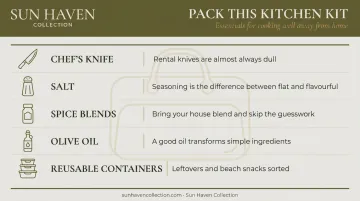 Five essential kitchen items to pack for vacation rental cooking kit checklist