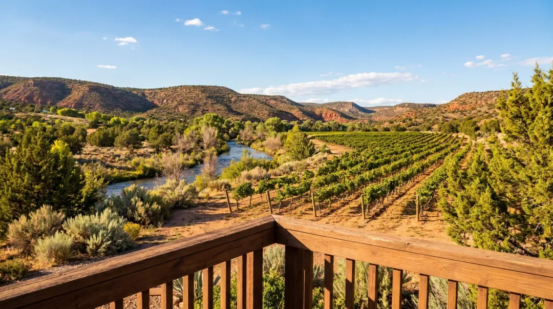 Arizona Verde Valley wine country vineyard tasting room with desert mountain backdrop
