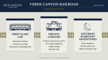 Verde Canyon Railroad three upgrade tiers first class caboose and starlight experience