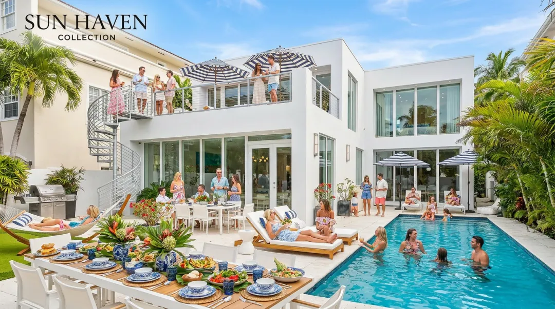 Sea Breeze Sanctuary luxury vacation rental private pool outdoor entertaining area at 30A