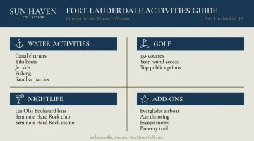 Fort Lauderdale bachelor party activity categories overview infographic