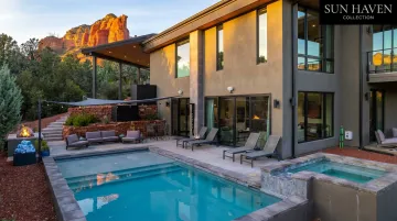 Sun Haven Collection Sedona private home exterior with red rock views and outdoor spaces