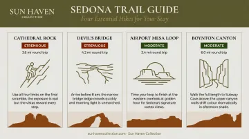 Sedona top four hikes comparison chart distance difficulty and key trail notes
