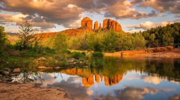 Cathedral Rock reflected in Oak Creek at Red Rock Crossing Sedona