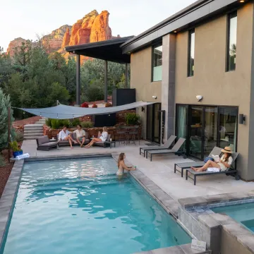 Guests relaxing at a luxury Sedona vacation rental