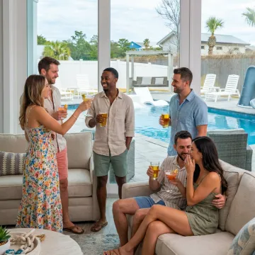 Bachelor party group at a Panama City Beach luxury vacation home